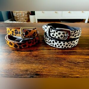 Two (2) Abercrombie & Fitch Leather Belts // Leopard & Zebra // Size M/L